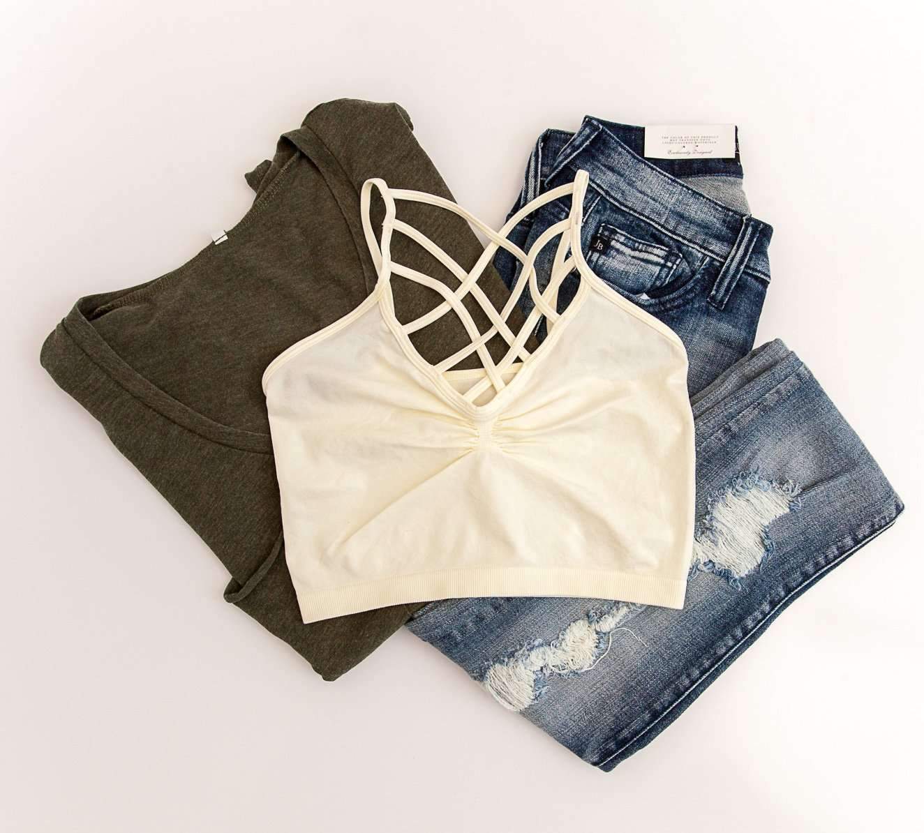 "The Spider Tease" Caged Bralette (Ivory)