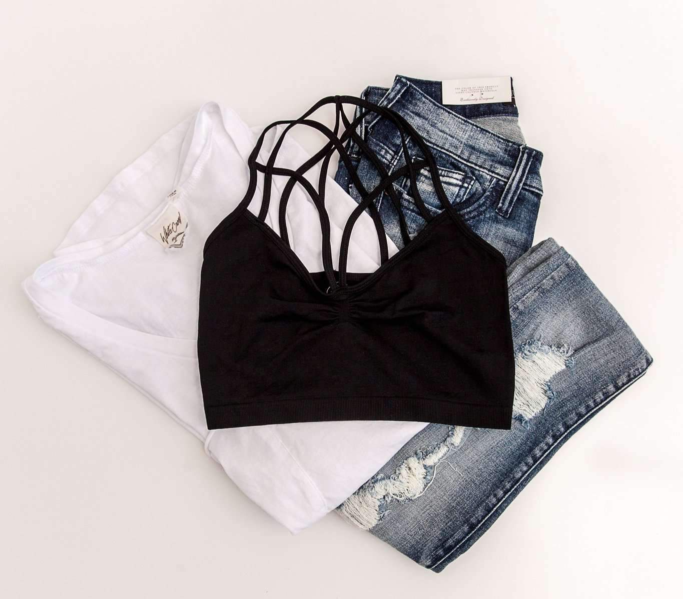 "Out Of Bounds" Strappy Bralette (Black)
