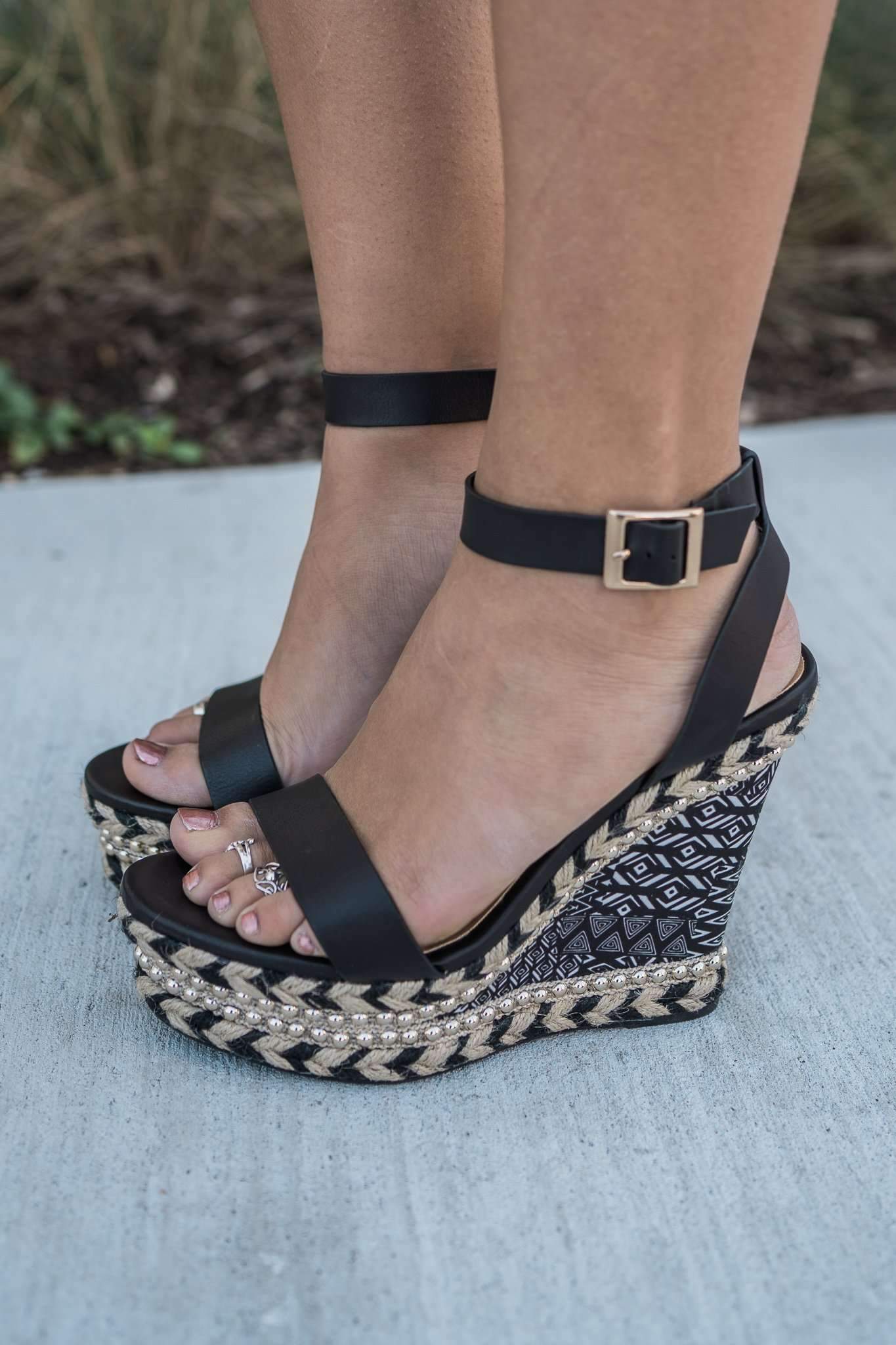 "All That Sass" Platform Wedges (Black)