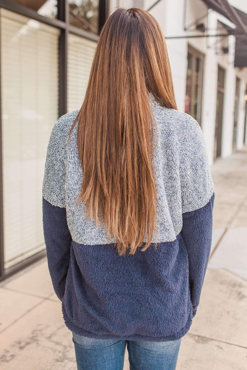 A Split Decision Fuzzy Pullover (Navy)