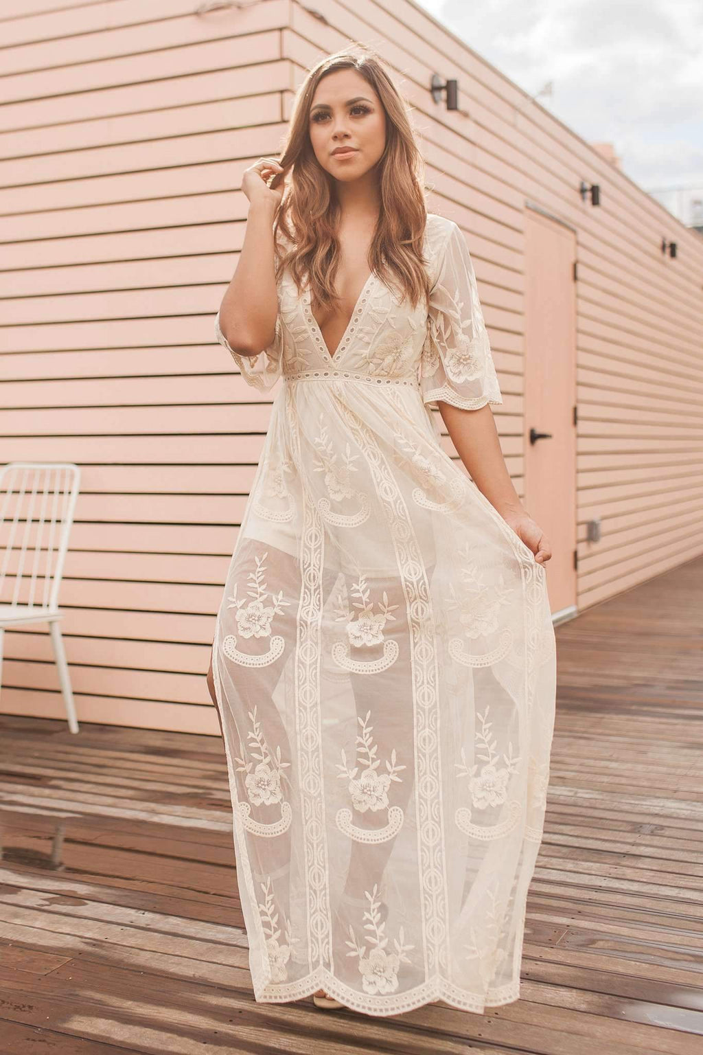 "Candle Light Romance" Maxi Romper (Natural)