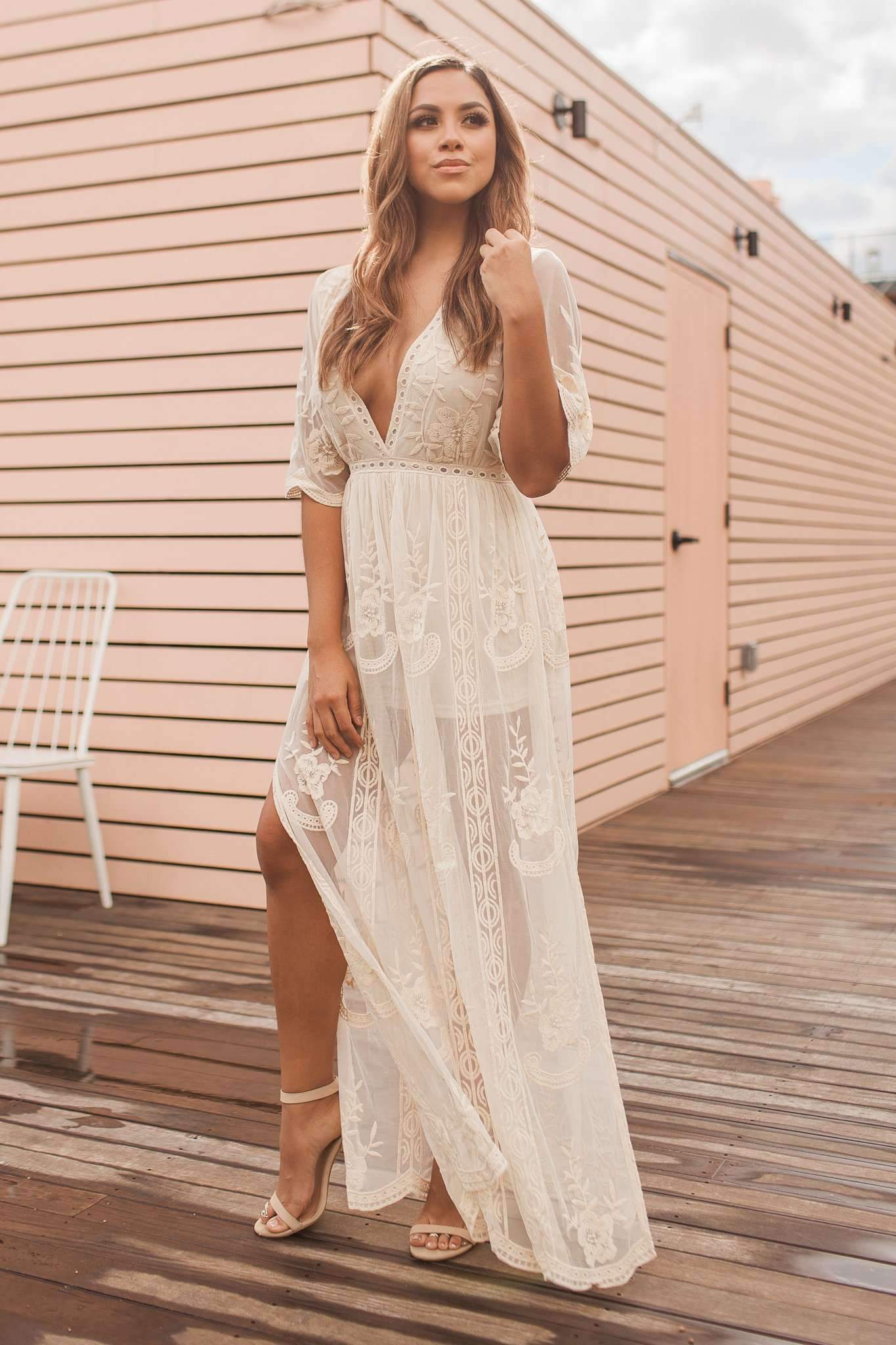 "Candle Light Romance" Maxi Romper (Natural)