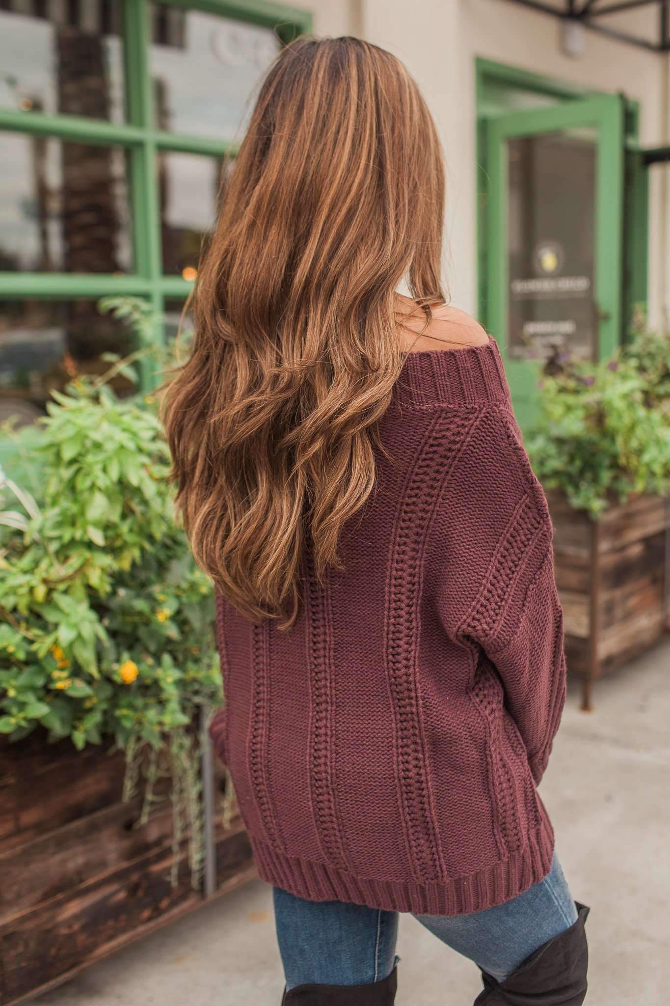 "Can't Forget You" Off Shoulder Sweater (Eggplant)