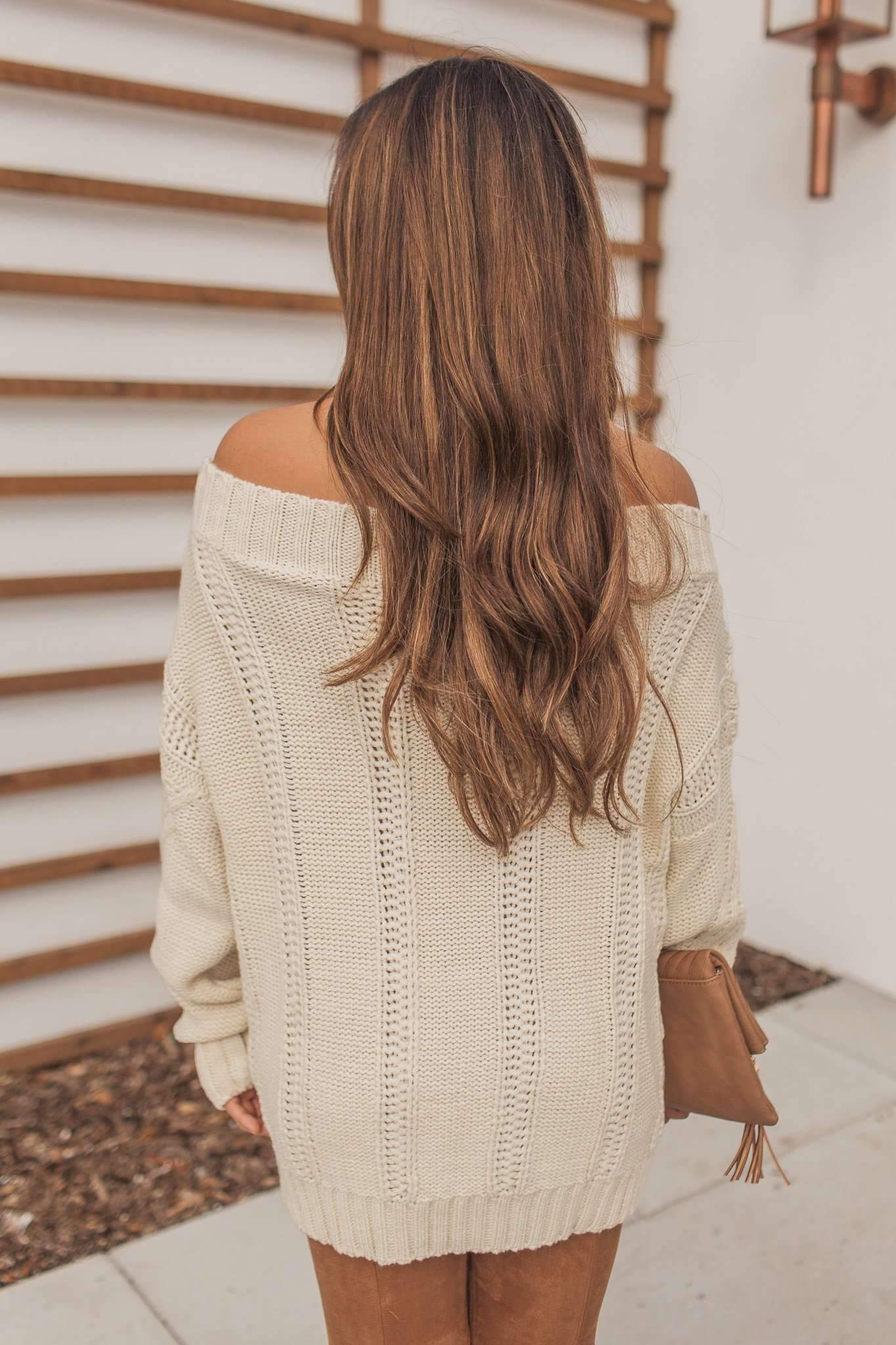 "Can't Forget You" Off Shoulder Sweater (Ivory)