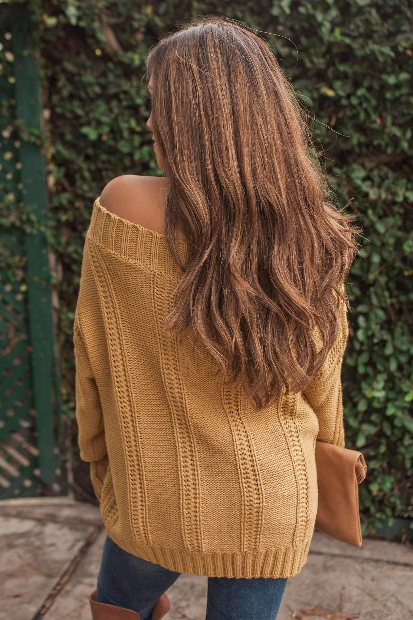 "Can't Forget You" Off Shoulder Sweater (Mustard)