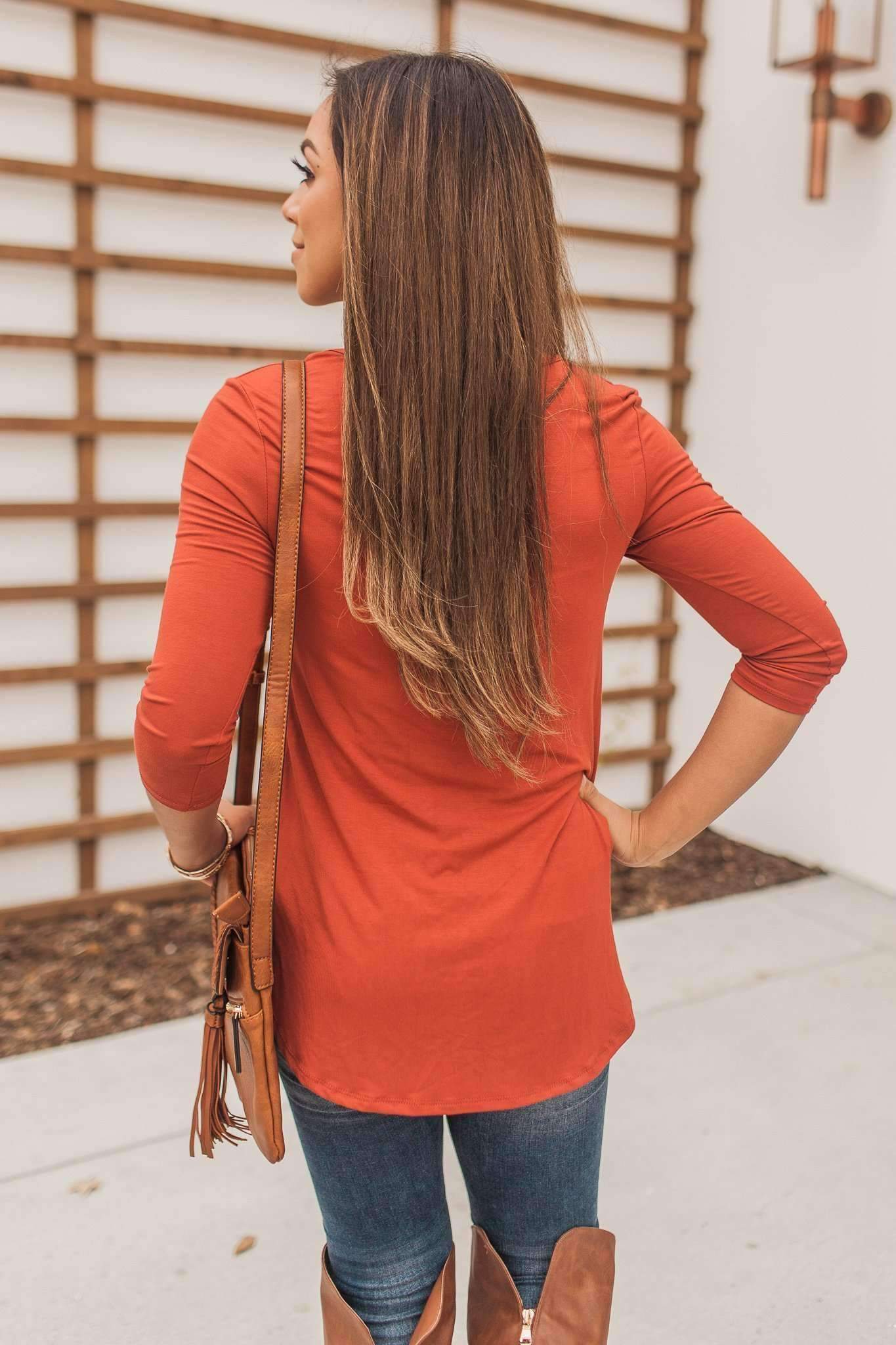 "Crossing The Lines" Knit Top (Rust)