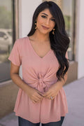 "Desk To Dawn" Peplum Top (Blush)