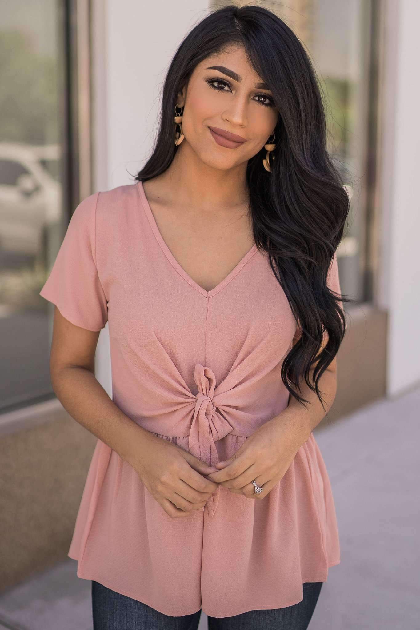 "Desk To Dawn" Peplum Top (Blush)