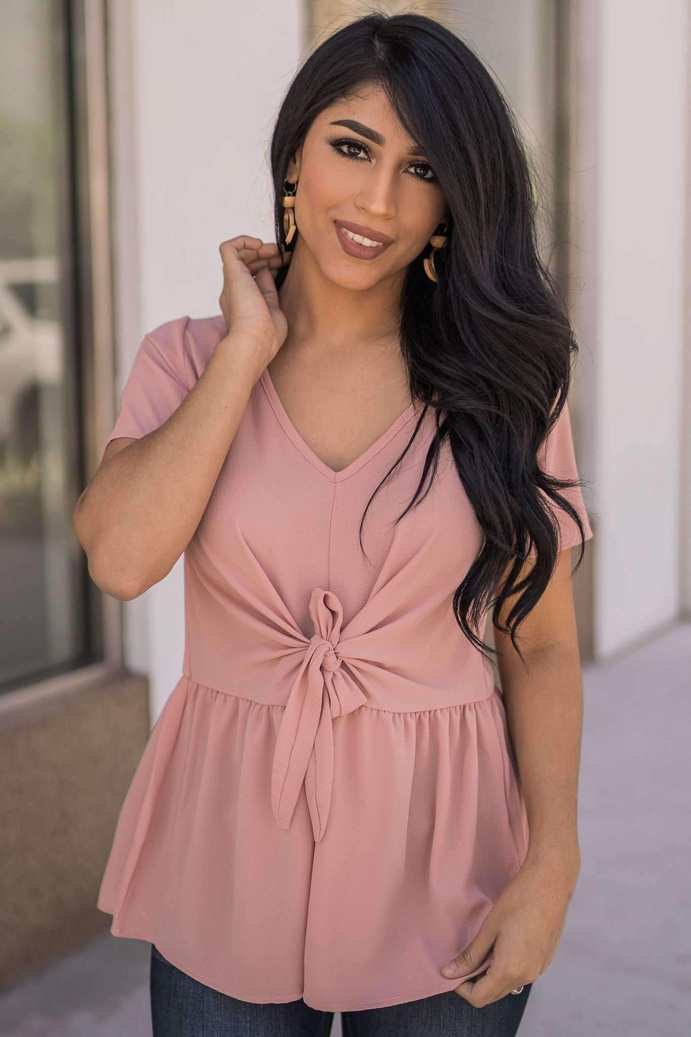 "Desk To Dawn" Peplum Top (Blush)