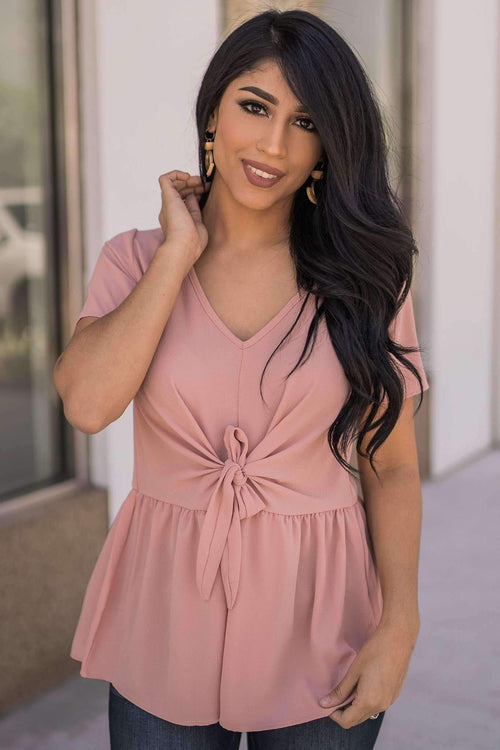 "Desk To Dawn" Peplum Top (Blush)