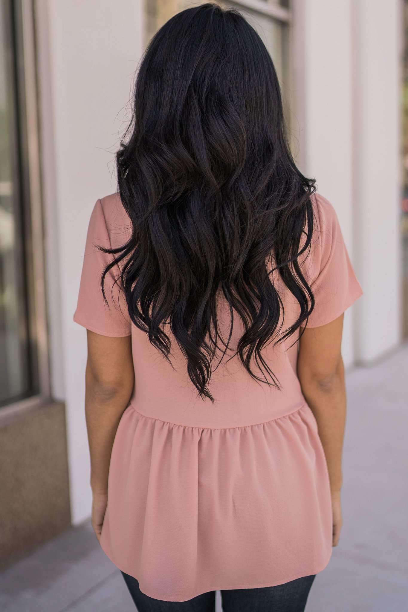 "Desk To Dawn" Peplum Top (Blush)