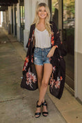 "Detailed In Floral" Kimono Wrap (Black)