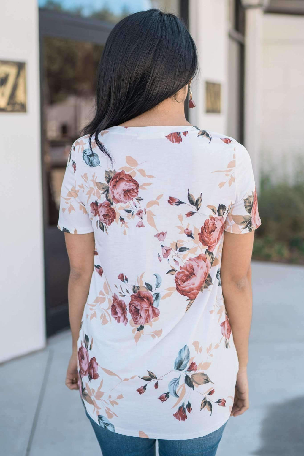 "Fond Of Florals" Knit Top (Ivory)