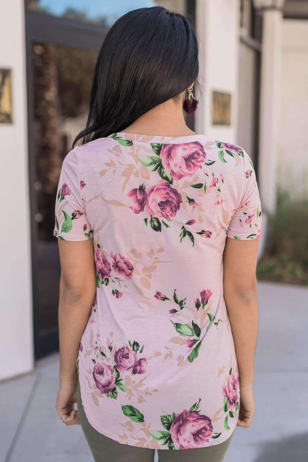 "Fond Of Florals" Knit Top (Pink)