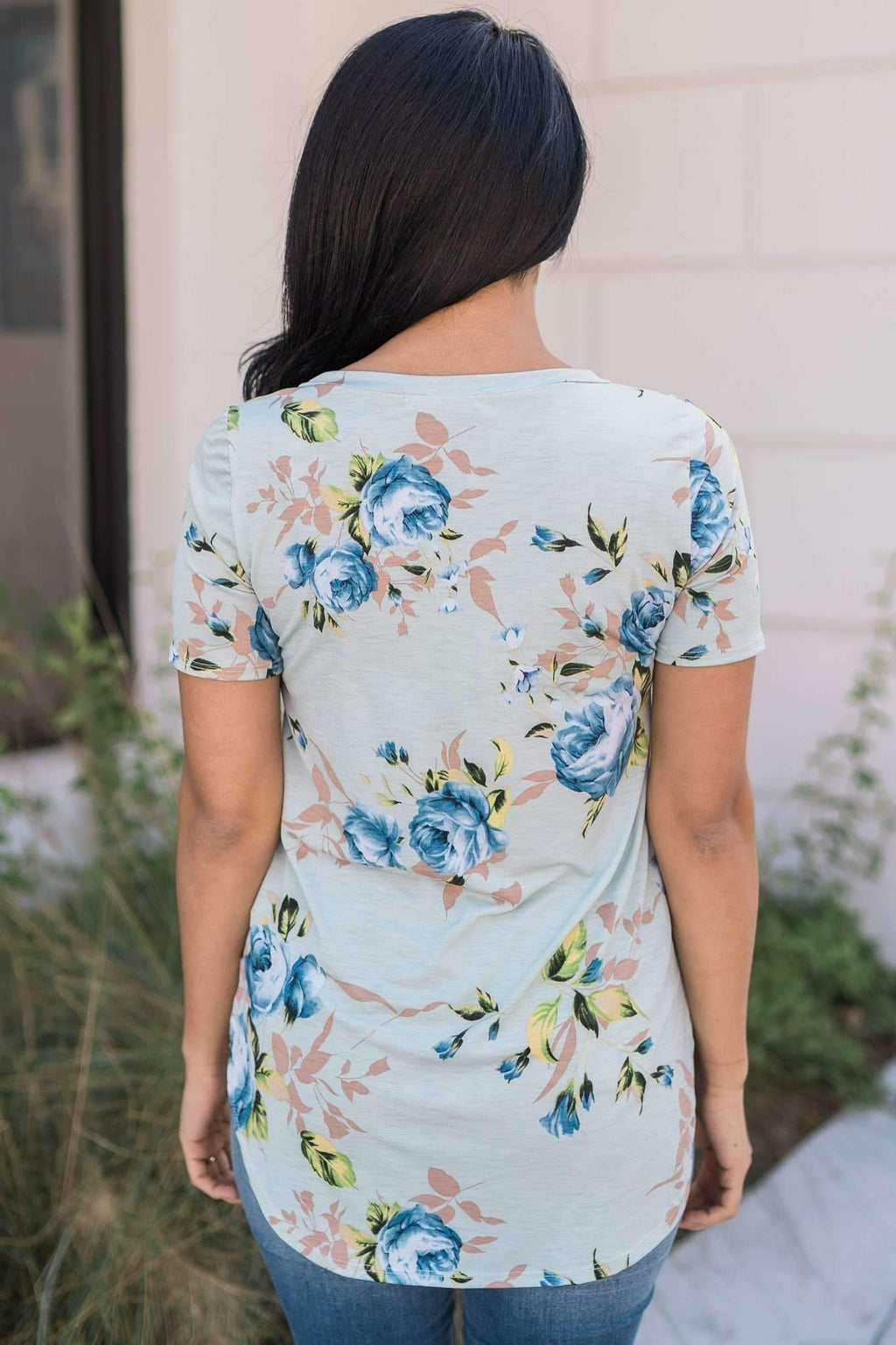 "Fond Of Florals" Knit Top (Sage)