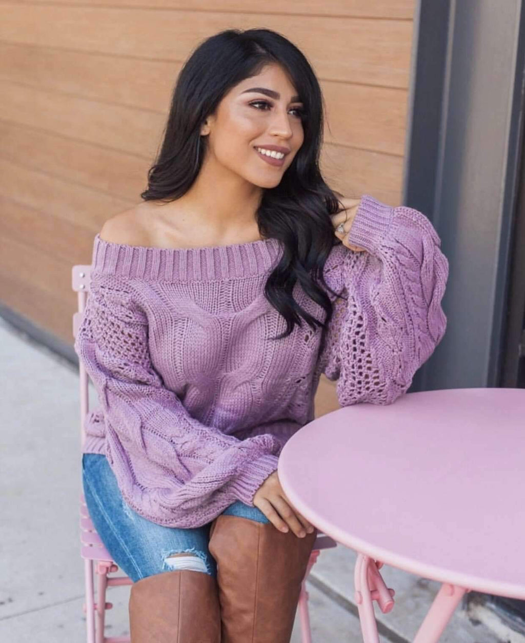 "When Autumn Calls" Knit Sweater (Purple)