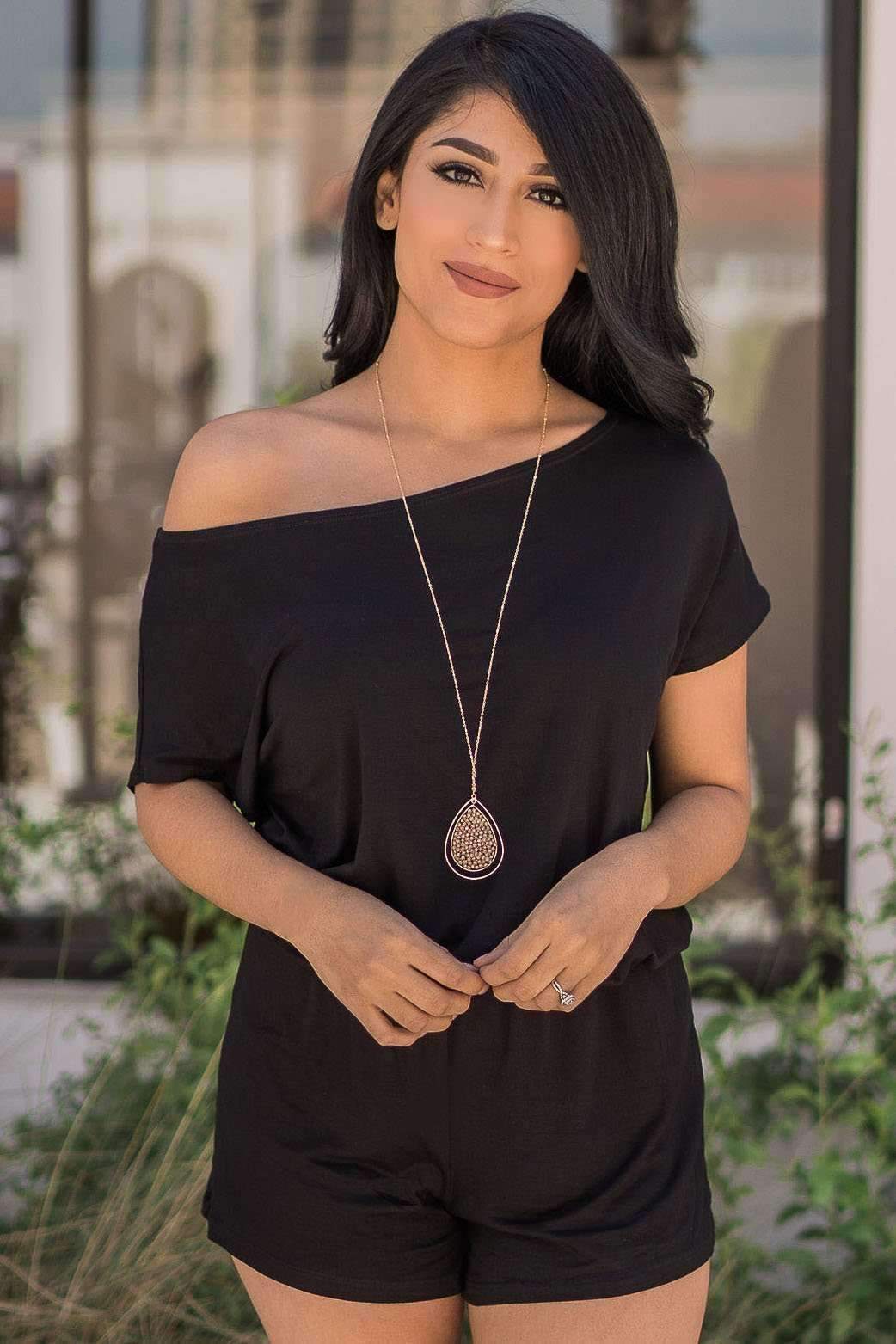 "Just About Anywhere" Knit Romper (Black)