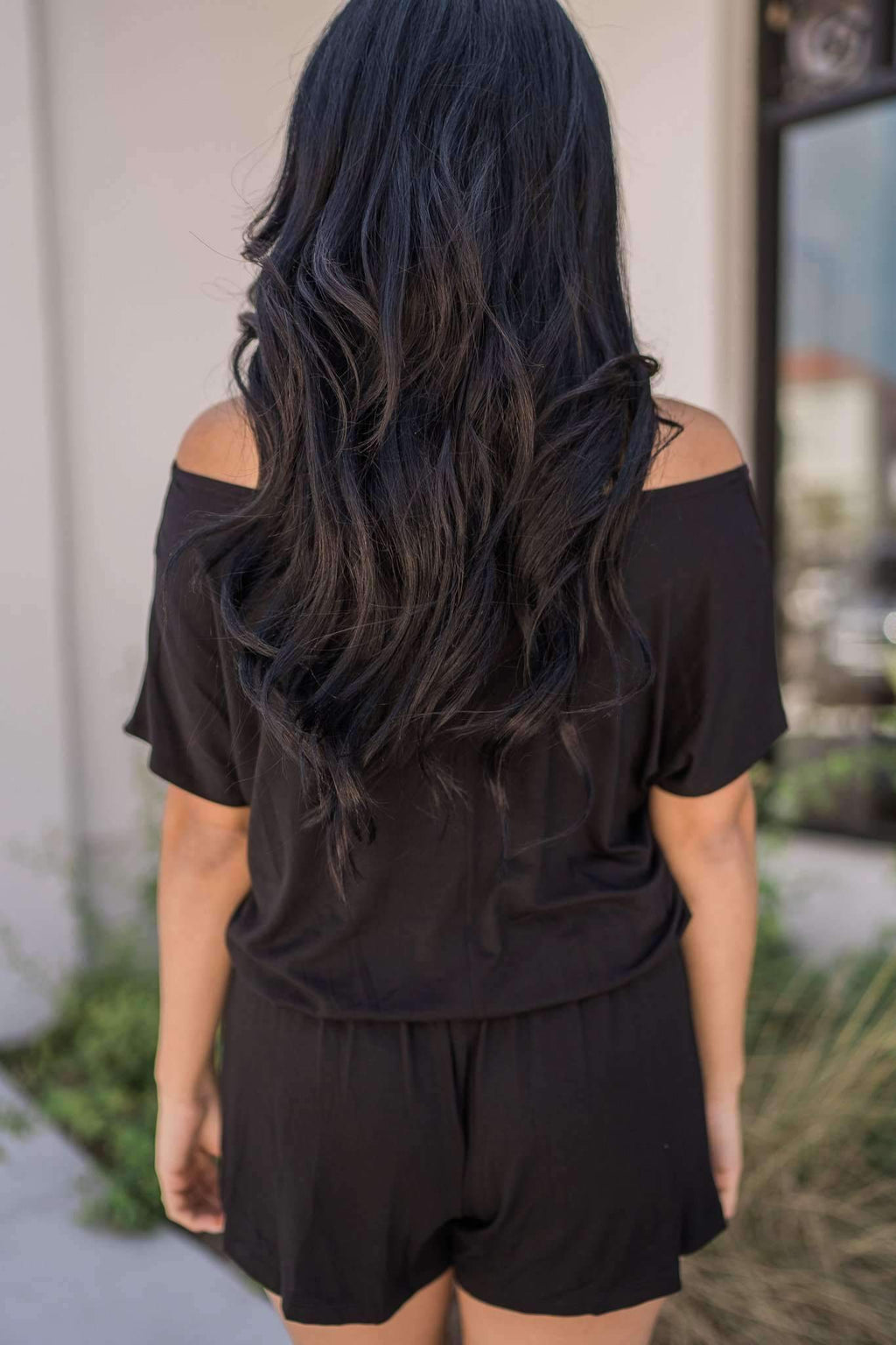 "Just About Anywhere" Knit Romper (Black)