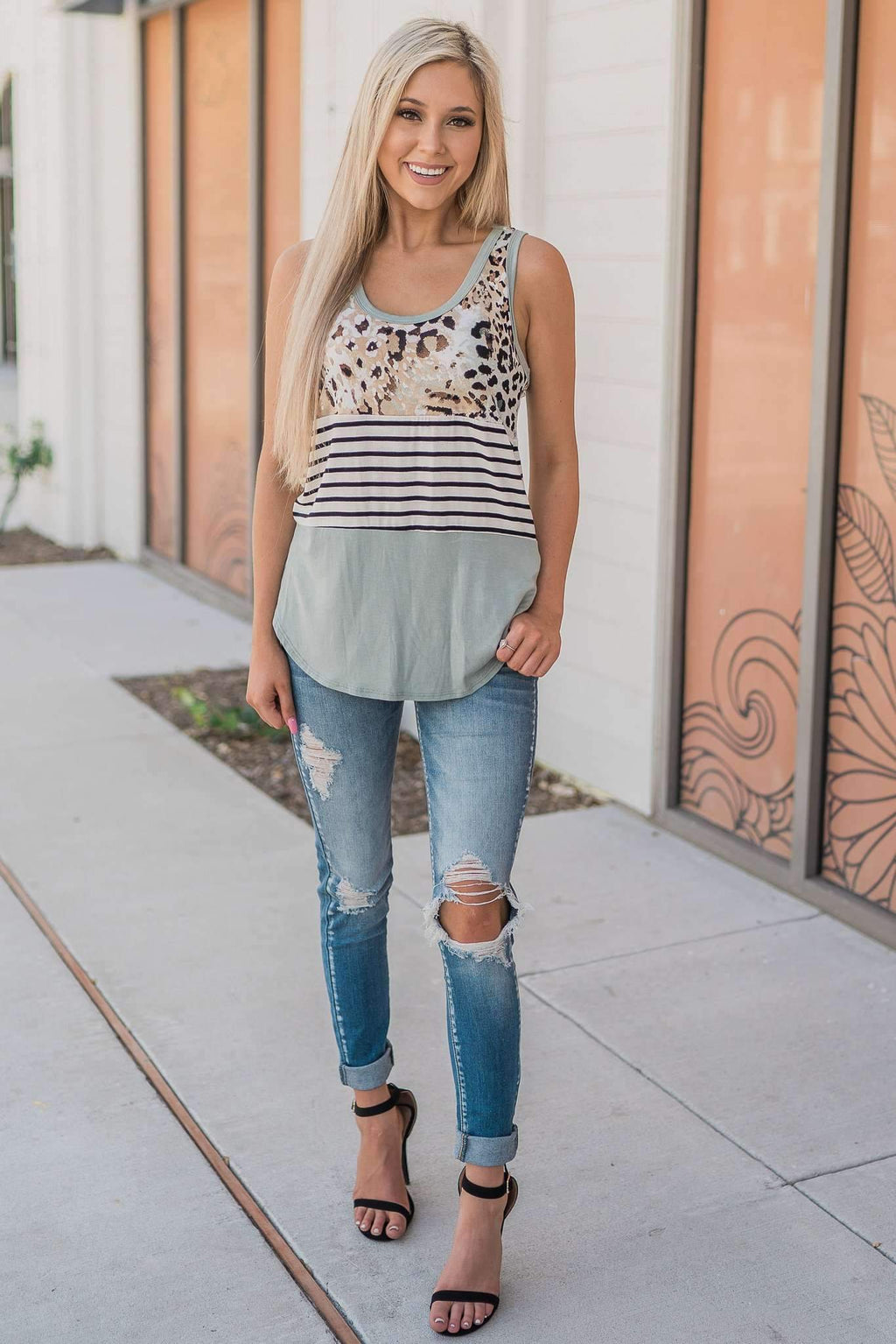 "Leopard & Stripes" Tank Top