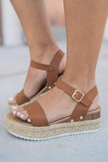 "Make Things Easy" Flatform Sandals (Tan)